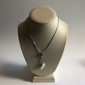 Elegant Silver Pearl Pendant Necklace